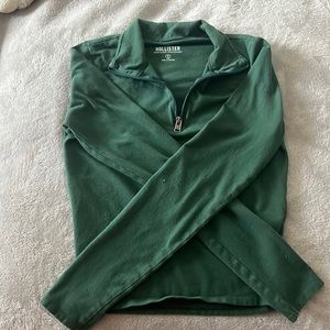 long sleeve crop hunter green with zipper